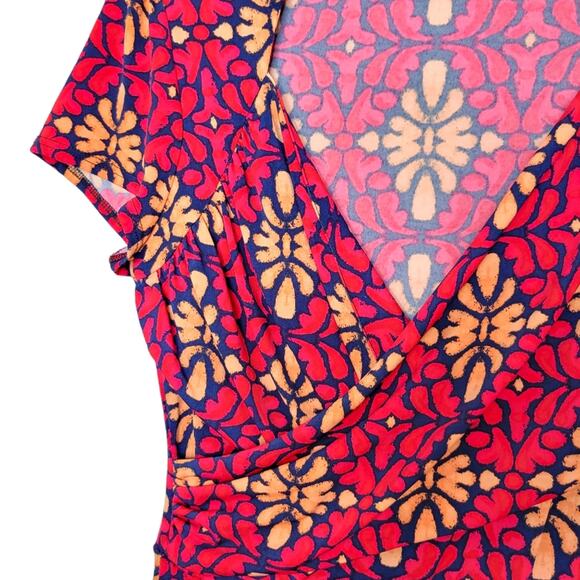 Leota Sweetheart Jersey Knit Faux Wrap Dress in Terazzo Print Size Medium - Picture 3 of 9